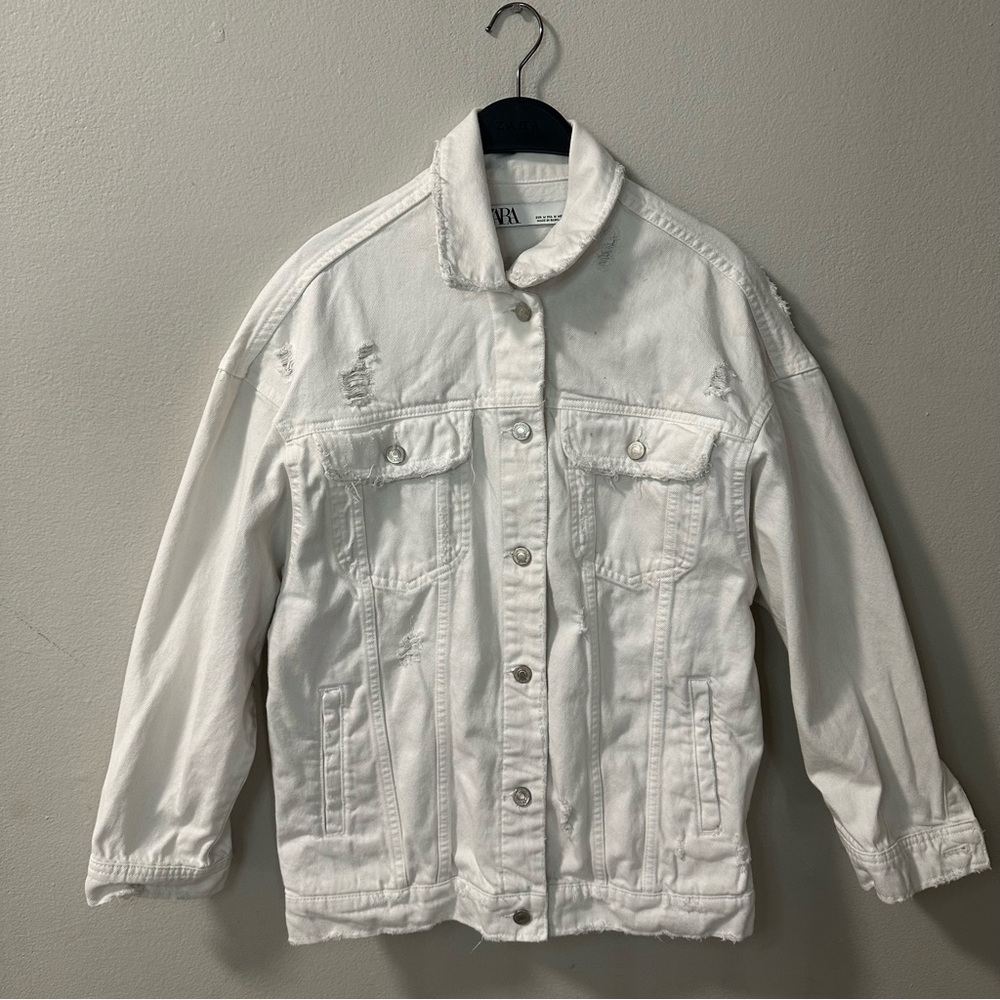 Zara White Denim Jacket